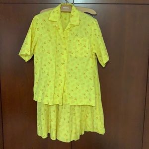 Bottega Venetta Yellow Blouse and MIDI Skirt Set